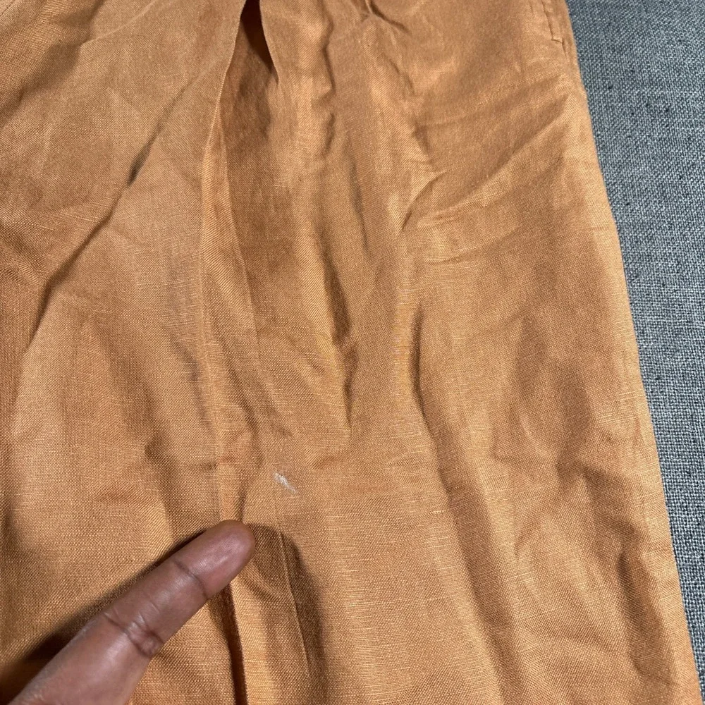 Vintage Karl Kani Pleated Pants Mens 36 Orange Linen‎ Viscose Wide Leg Trousers